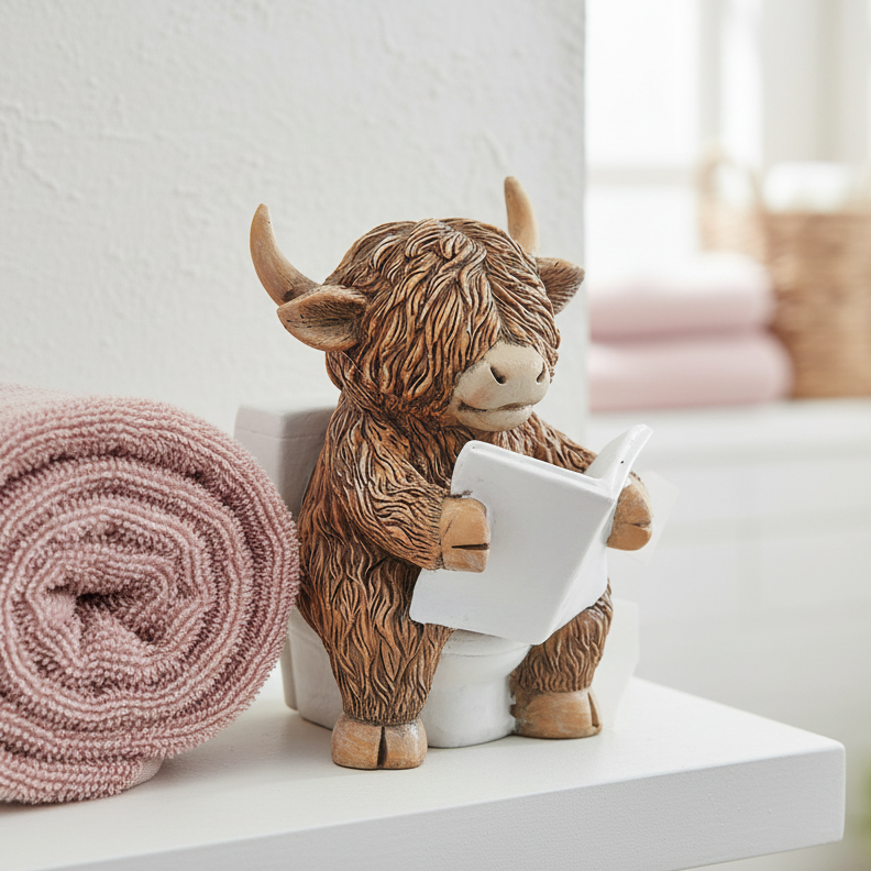 Reading on Loo Happy Highland Cow