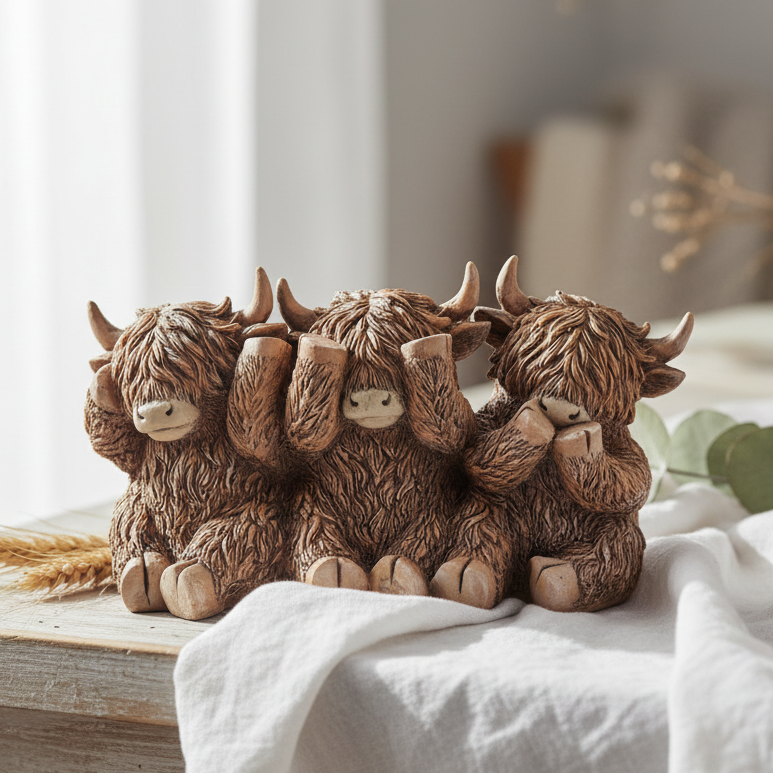Three Wise Cows Highland Cow Trio