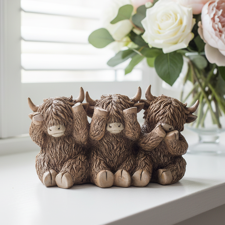Three Wise Cows Highland Cow Trio