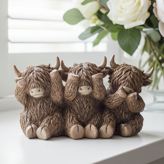 Three Wise Cows Highland Cow Trio