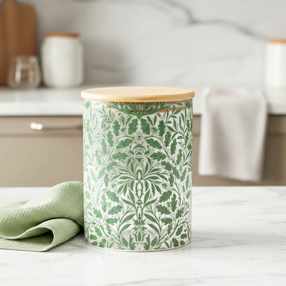 Green Leaf Glass Canister
