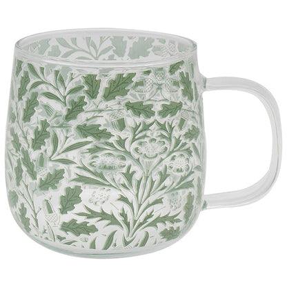Green Leaf Glass Mug