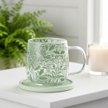 Green Leaf Glass Mug