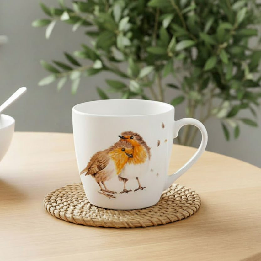 Robin Love Birds Breakfast Mug