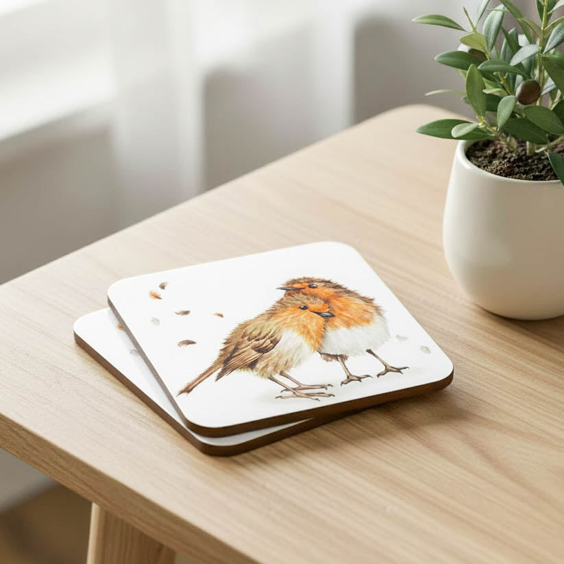Robin Love Birds Coasters Set of 4