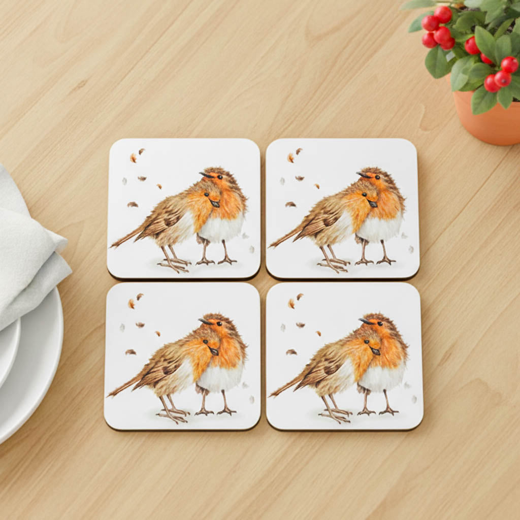 Robin Love Birds Coasters Set of 4