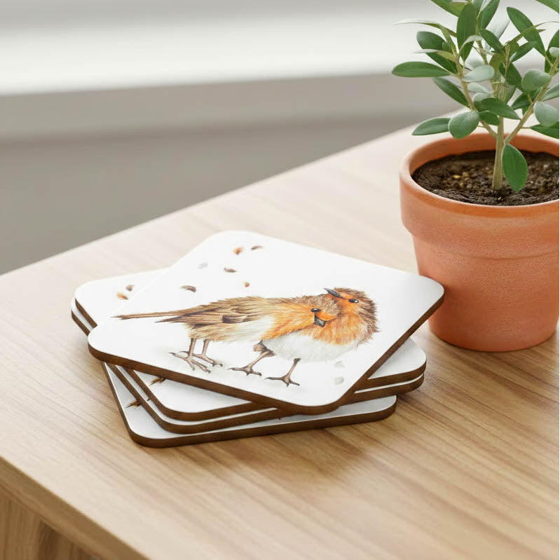 Robin Love Birds Coasters Set of 4