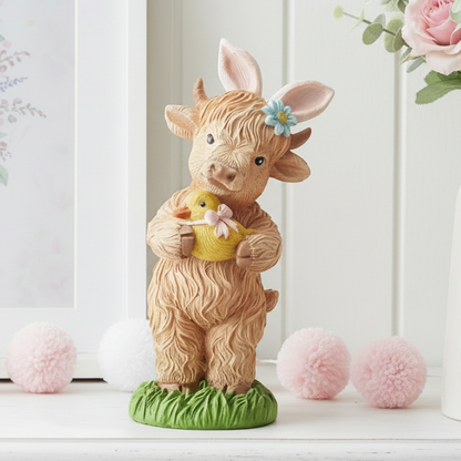 Easter Standing Highland Cow Figurine