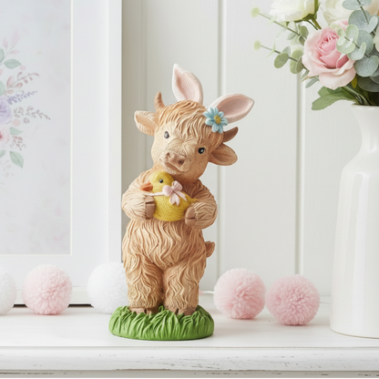 Easter Standing Highland Cow Figurine
