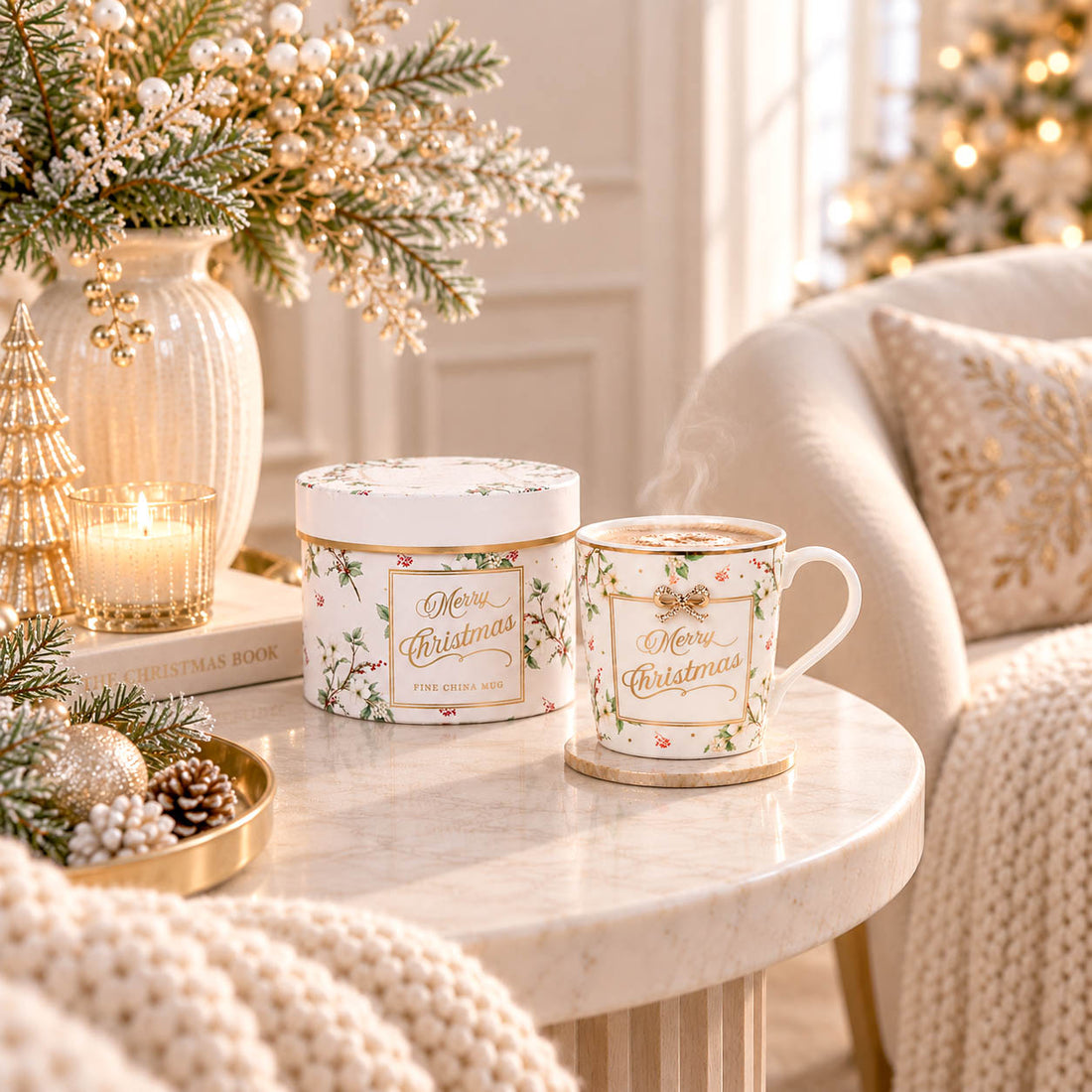 Merry Christmas Fine China Mug in Gift Box