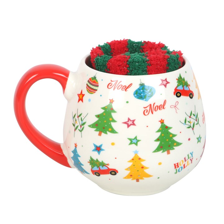 Nostalgic Christmas Print Mug &amp; Socks Set