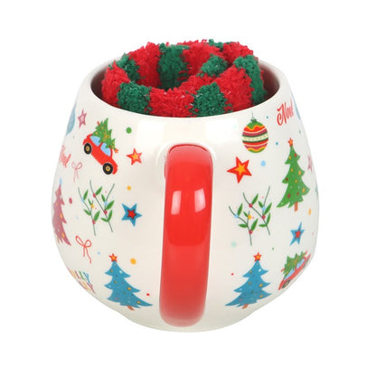 Nostalgic Christmas Print Mug &amp; Socks Set