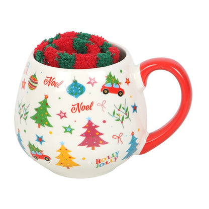 Nostalgic Christmas Print Mug &amp; Socks Set