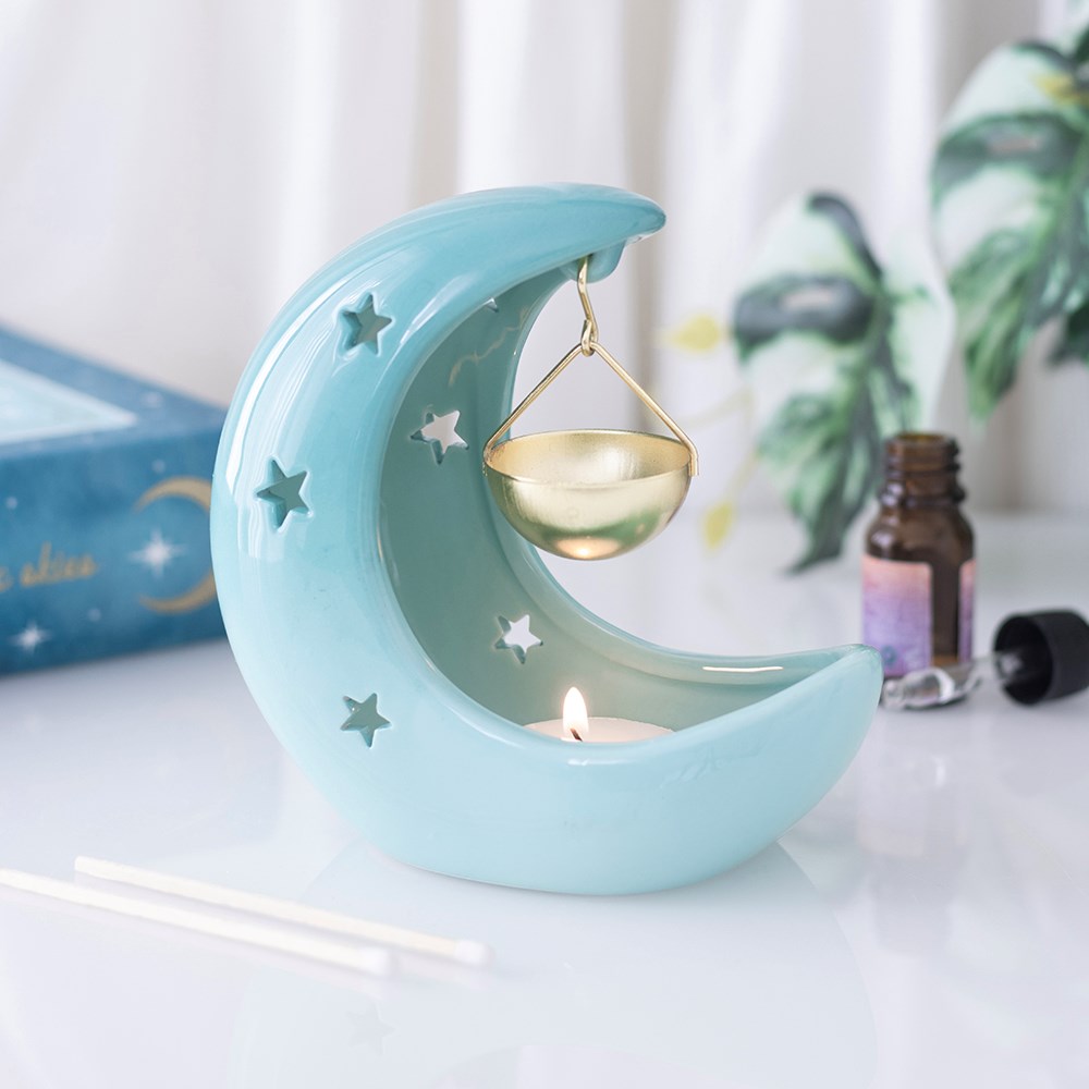 Blue Pastel Crescent Moon Oil Burner