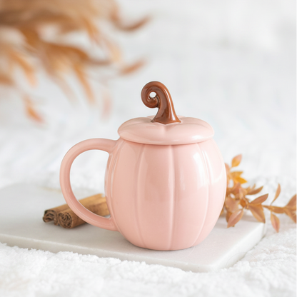 Pink Curly Pumpkin Lidded Mug