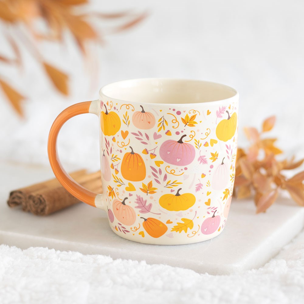 Pink &amp; Orange Pumpkin Print Mug