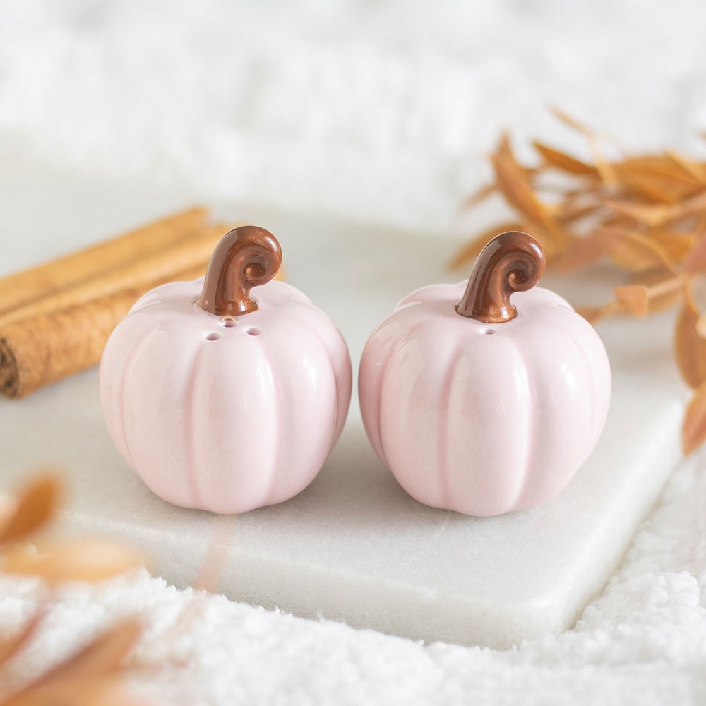 Pink Curly Pumpkin Salt &amp; Pepper Shakers