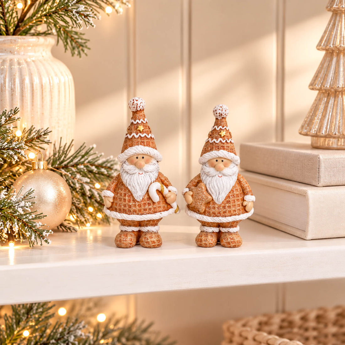 Standing Gingerbread Santa Set of 2