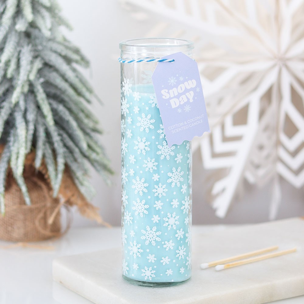 Snow Day Snowflake Print Cotton &amp; Coconut Tube Candle