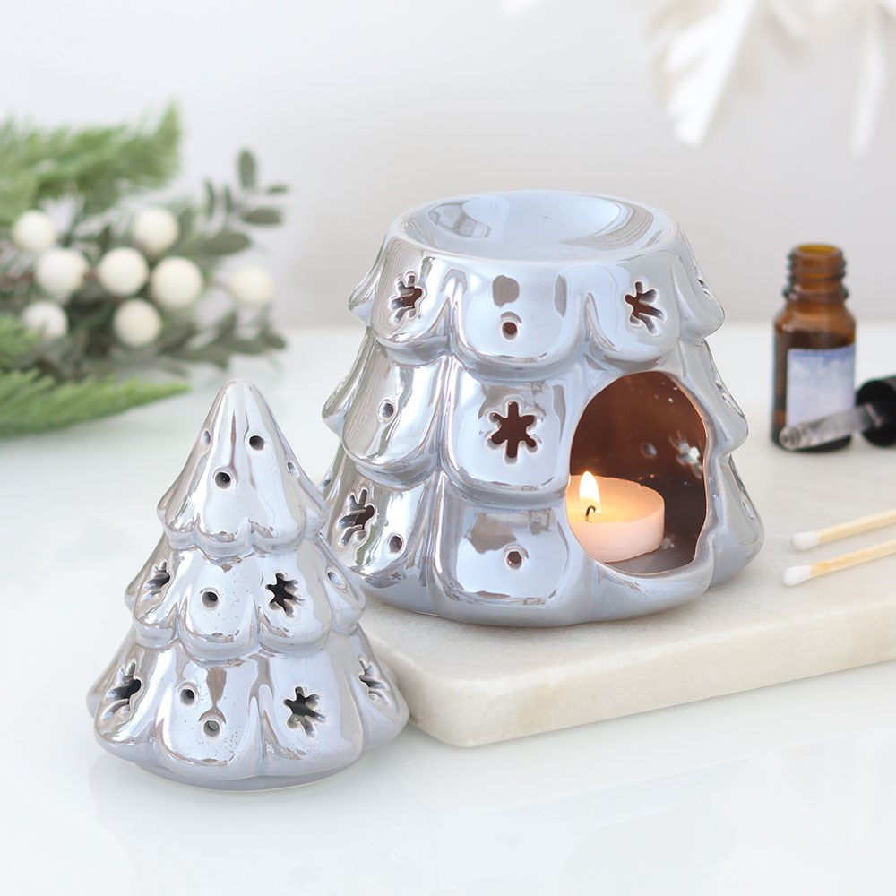 Silver Iridescent Fir Tree Oil Burner