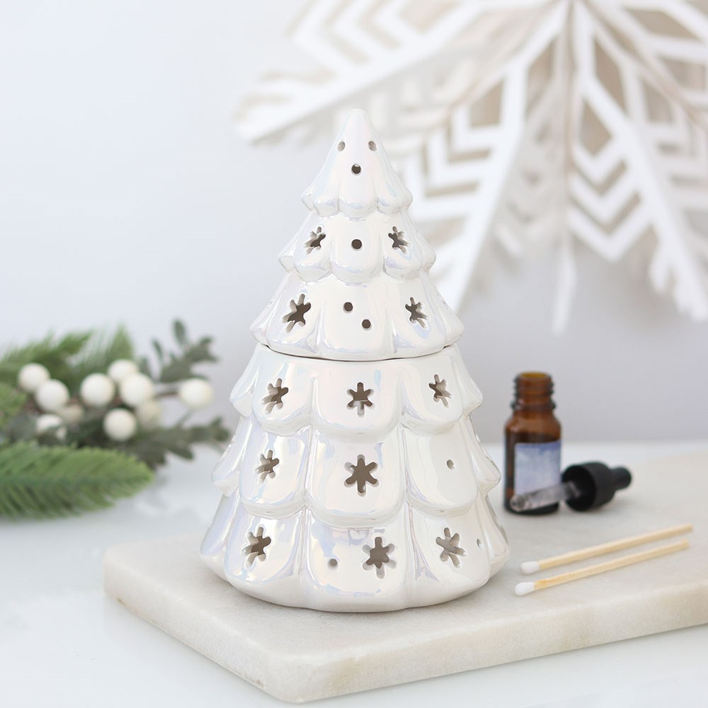 White Iridescent Fir Tree Oil Burner
