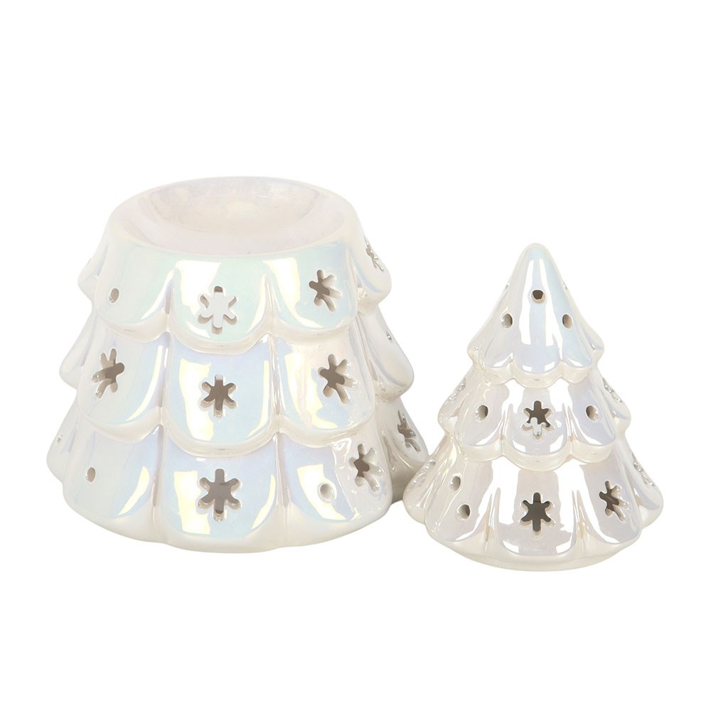 White Iridescent Fir Tree Oil Burner