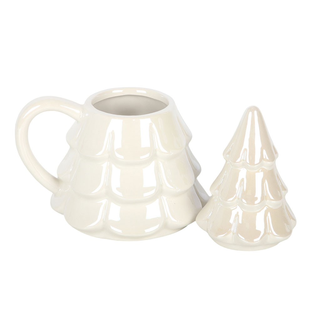 Iridescent Fir Tree Lidded Mug &amp; Snowflake Spoon Set