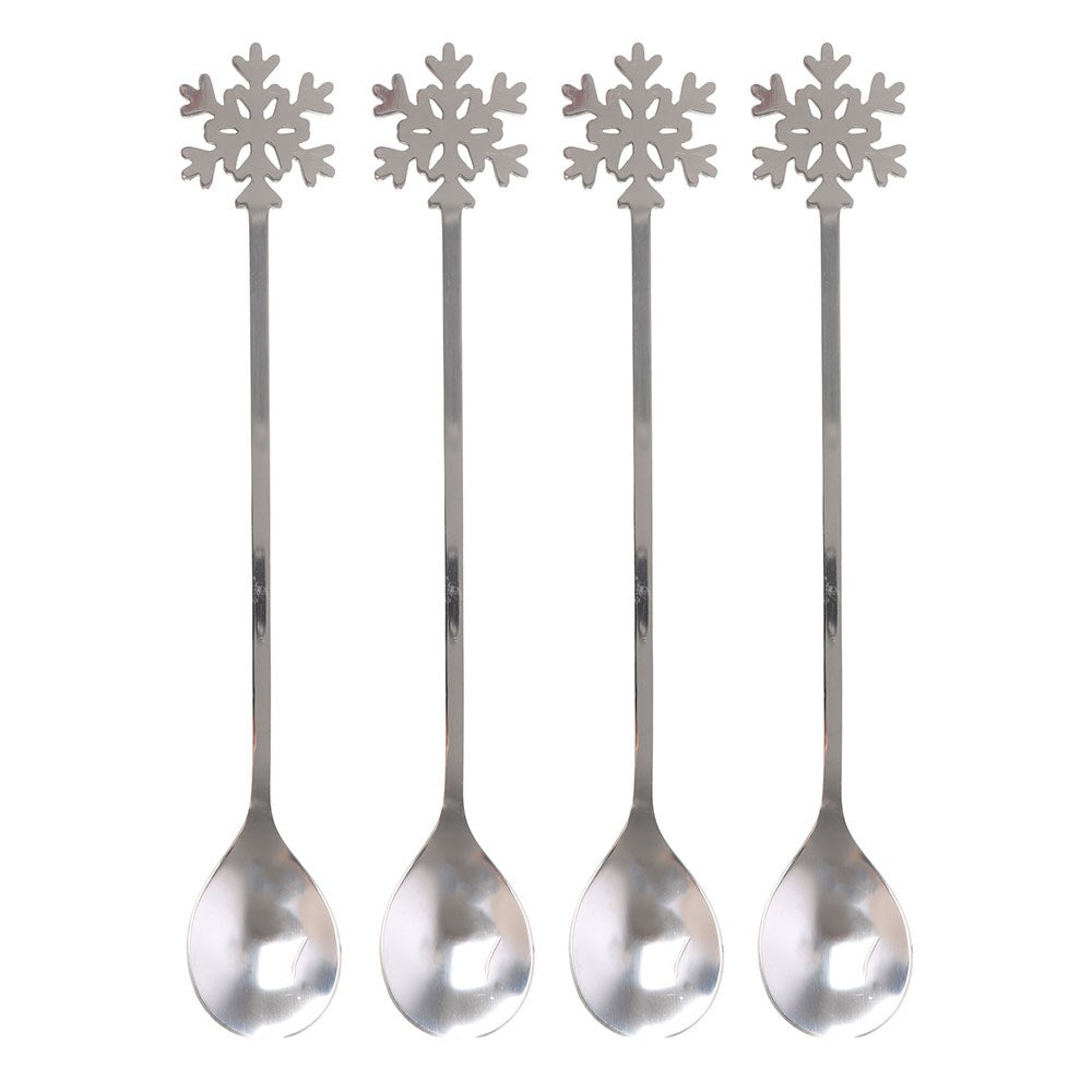 Set of 4 Metal Snowflake Spoons
