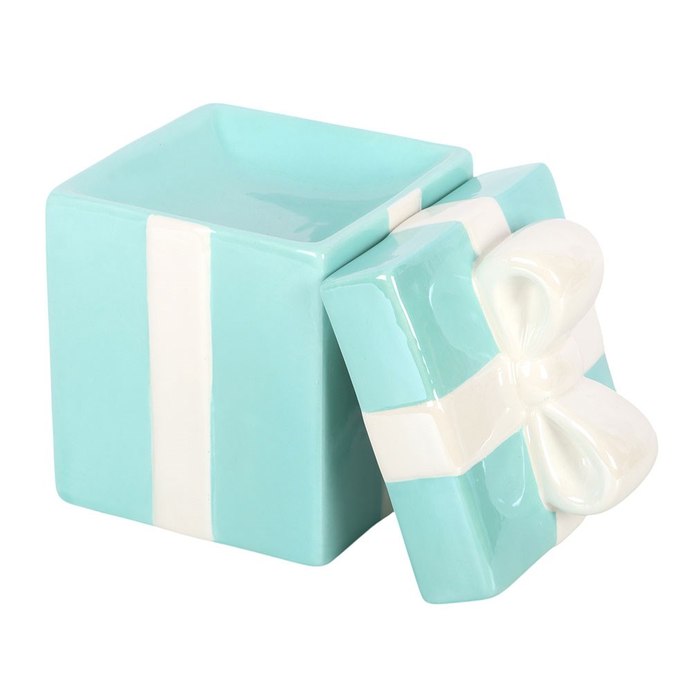 Blue Iridescent Christmas Present Oil Burner