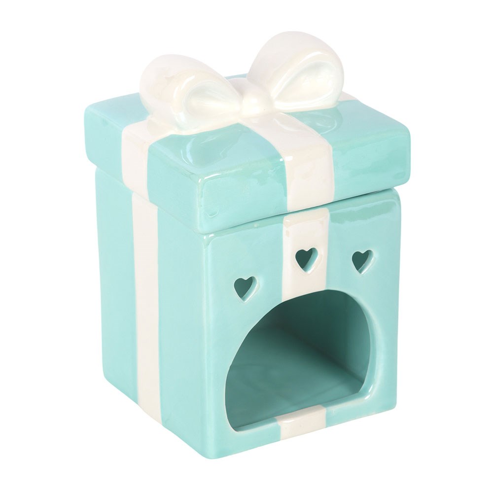 Blue Iridescent Christmas Present Oil Burner