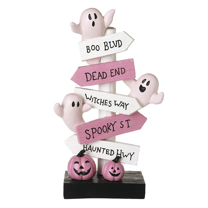 Pink &amp; White Ghost &amp; Pumpkin Sign