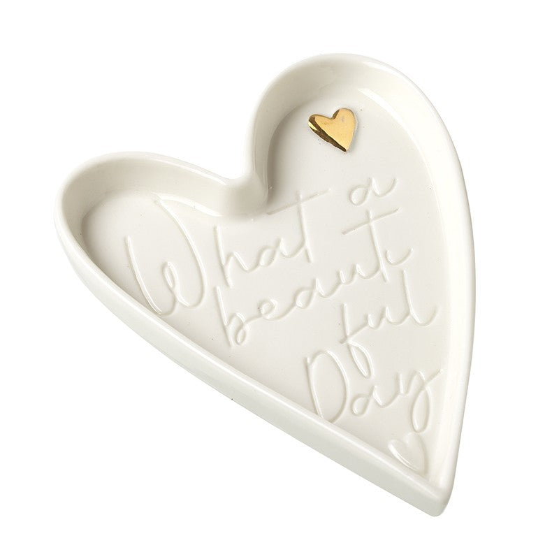 White Beautiful Day Heart Trinket Dish