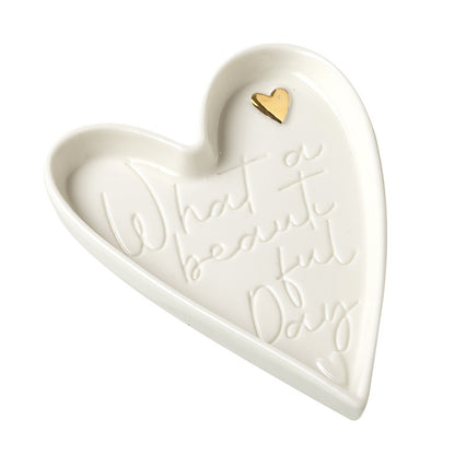 White Beautiful Day Heart Trinket Dish
