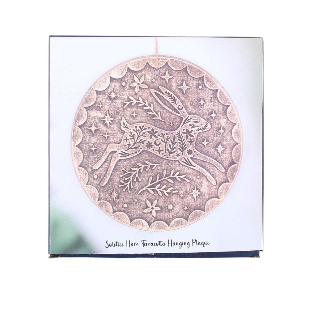 Leaping Hare Bronze Effect Terracotta Hanging Plaque