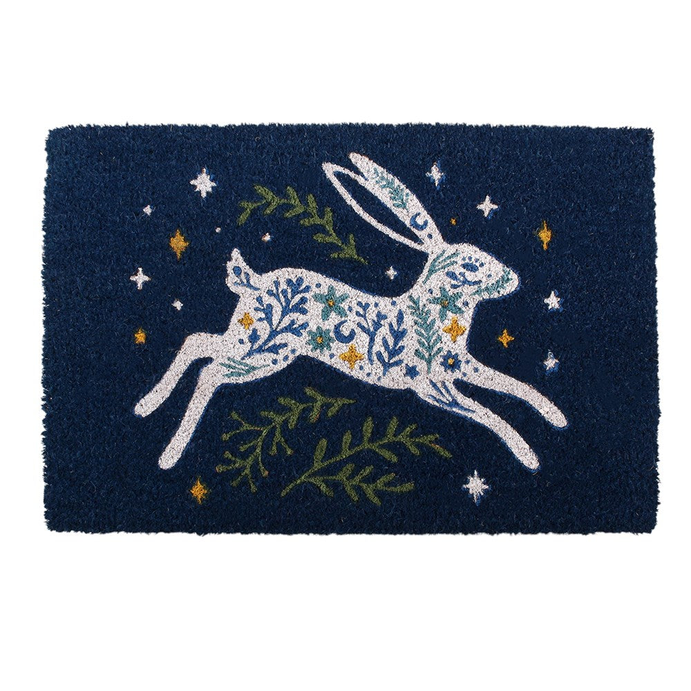 Blue Leaping Hare Doormat