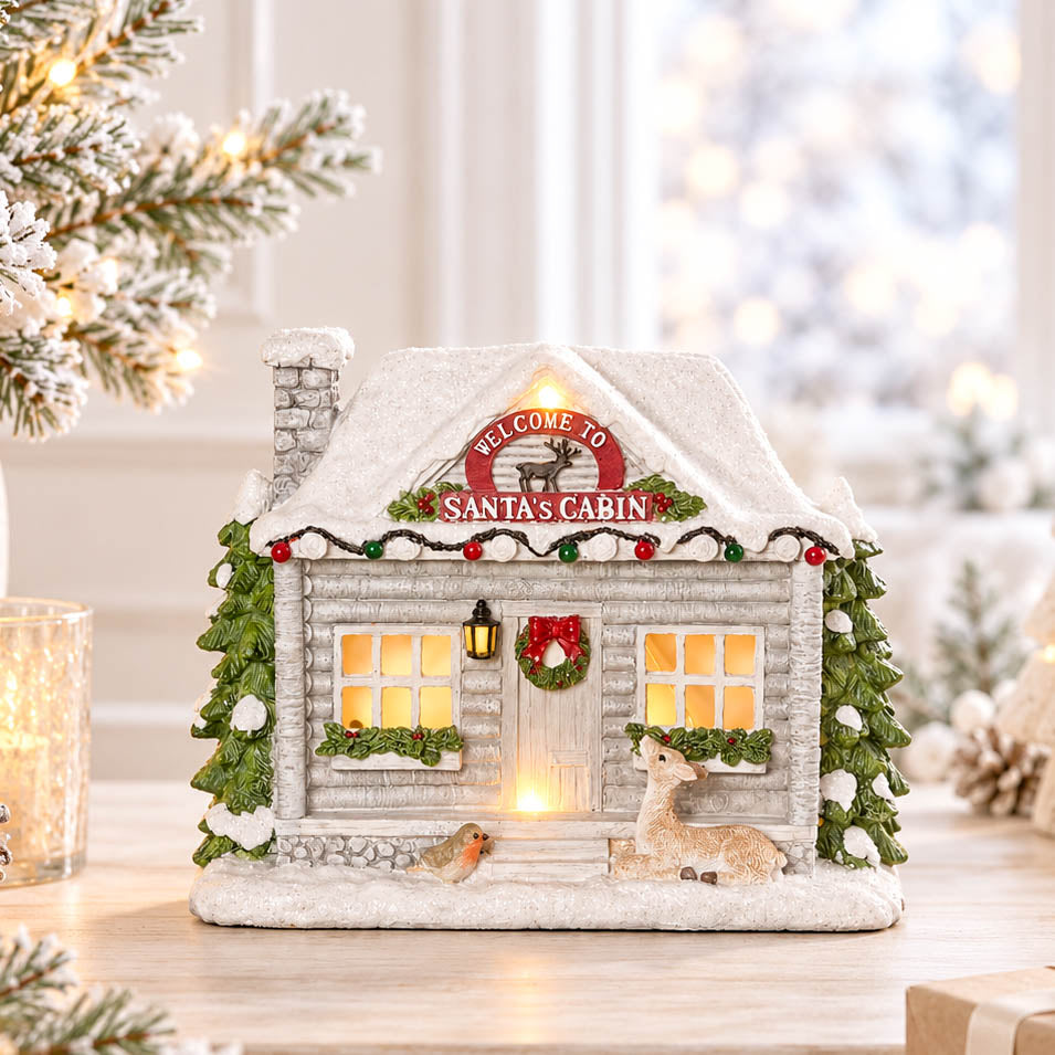 Snowy LED Santa Cabin