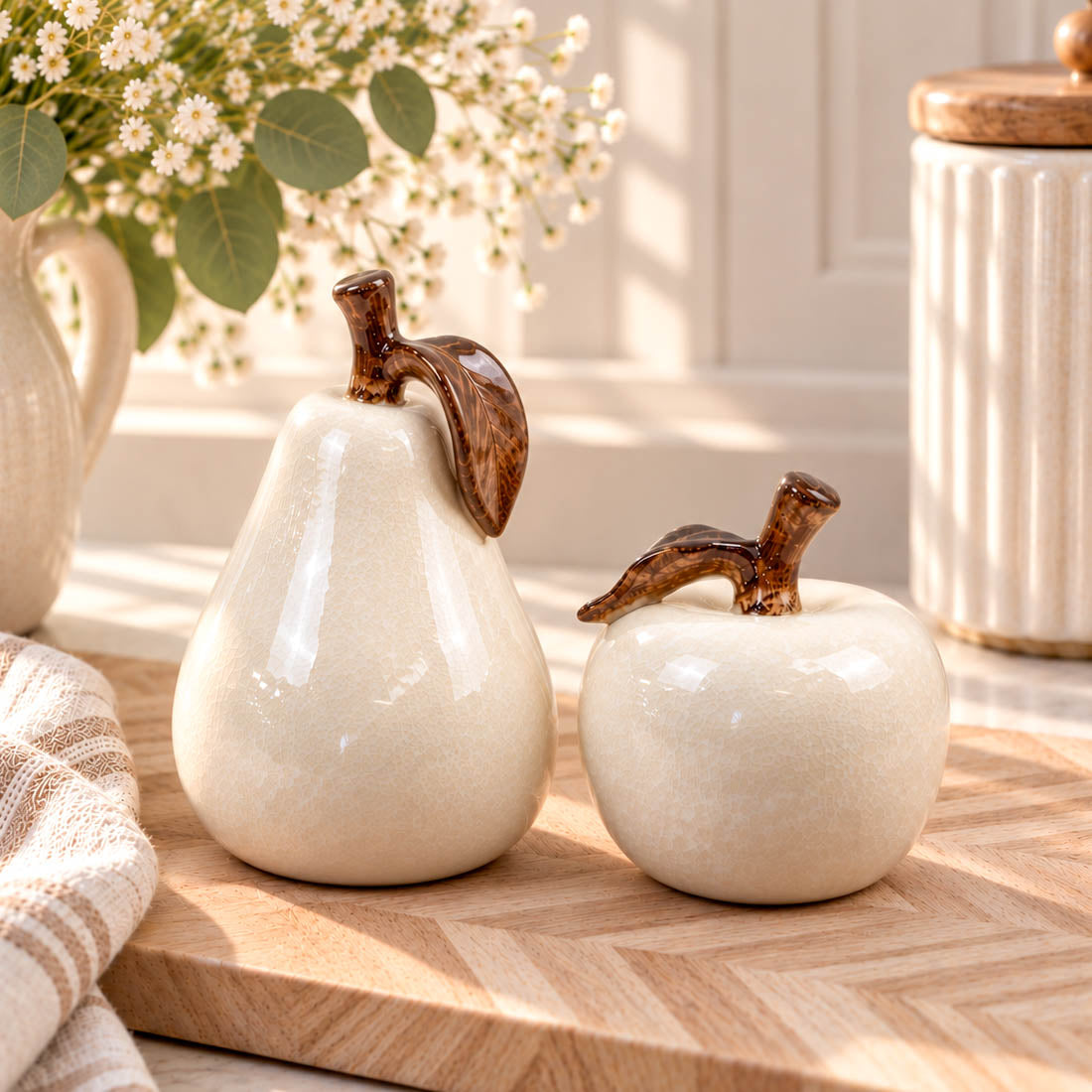 Natural Glazed Pear Ornament