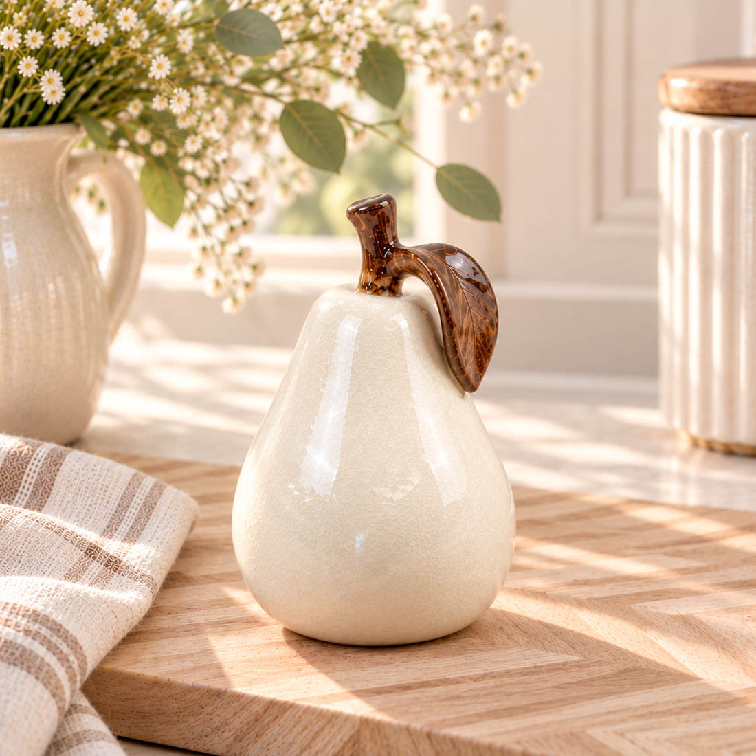 Natural Glazed Pear Ornament