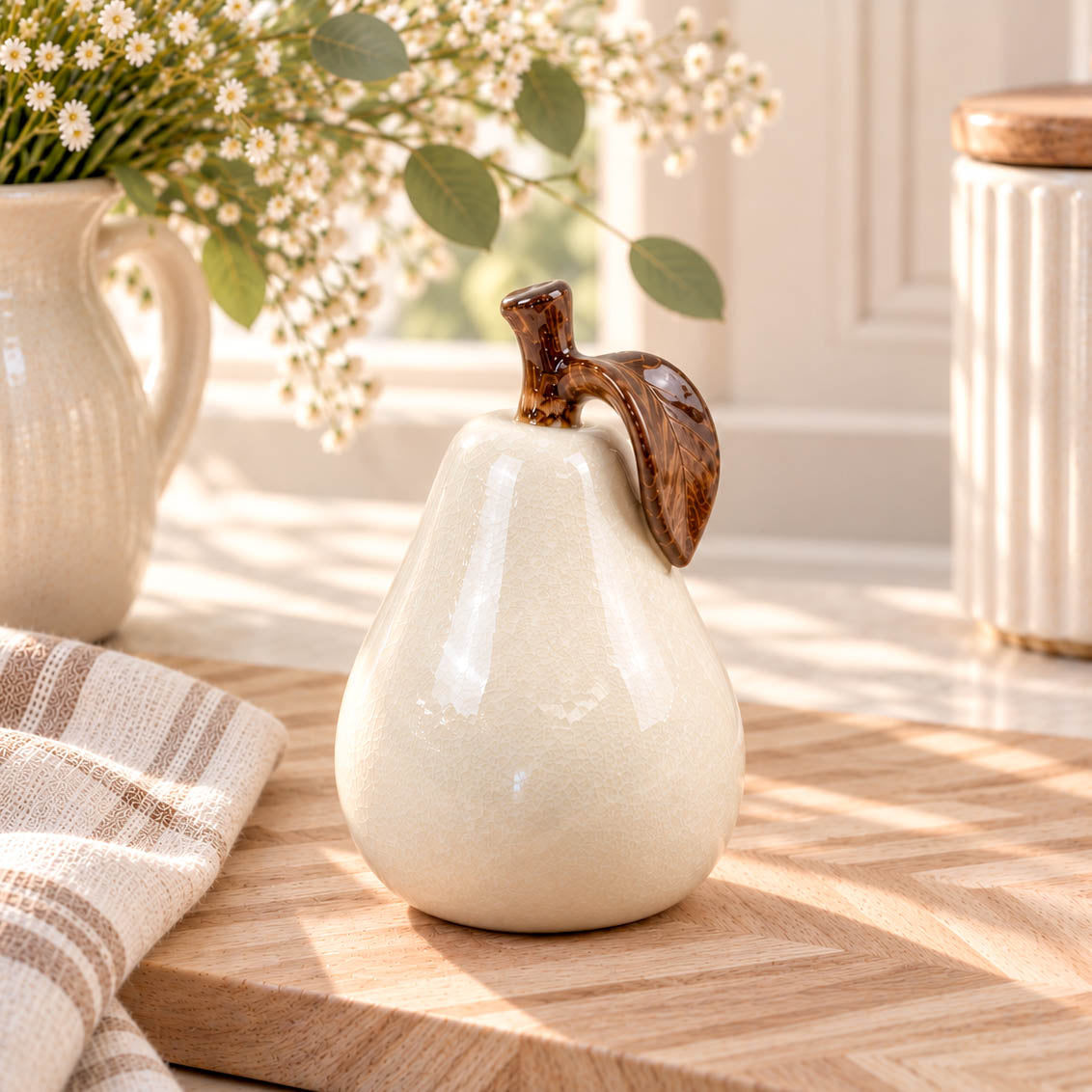 Natural Glazed Pear Ornament
