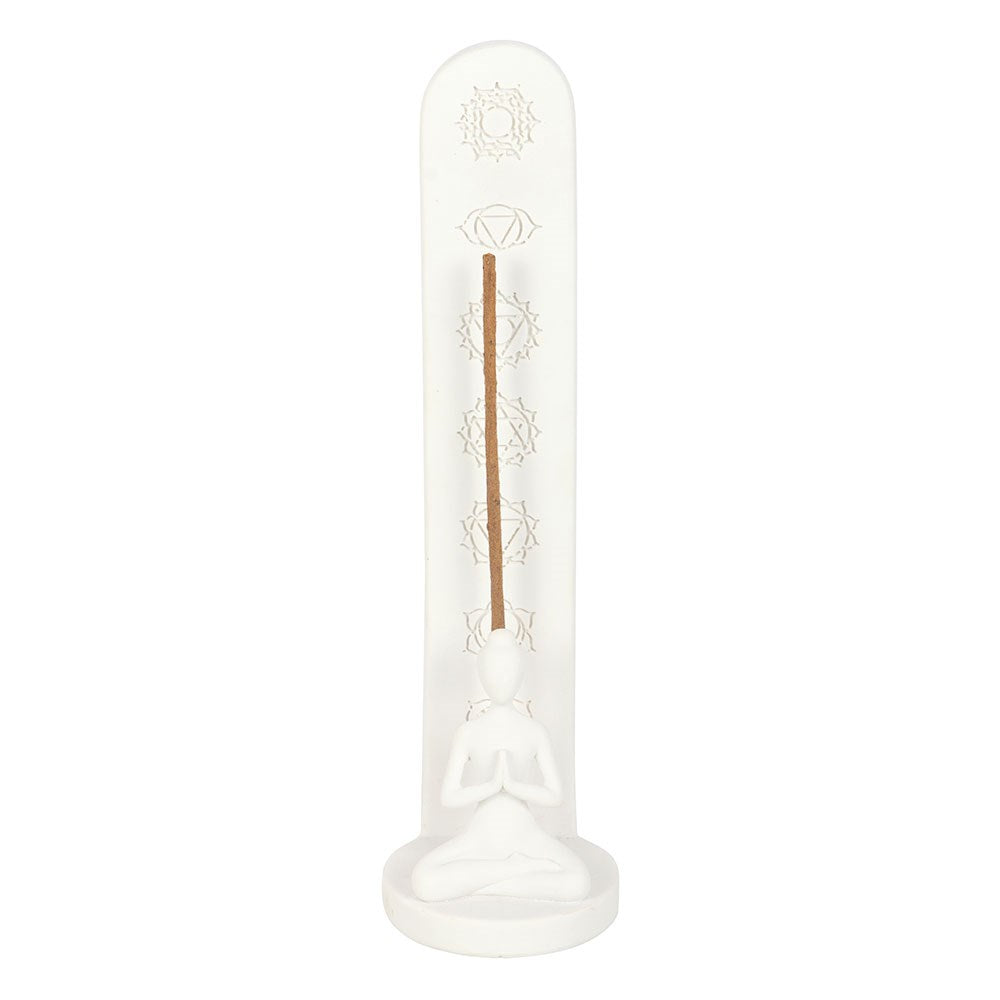 White Chakra &amp; Yoga Pose Incense Stick Holder