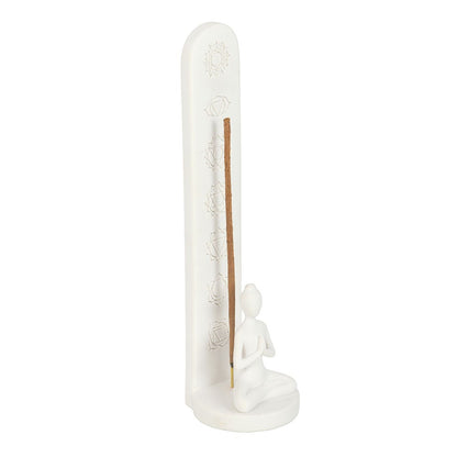 White Chakra &amp; Yoga Pose Incense Stick Holder