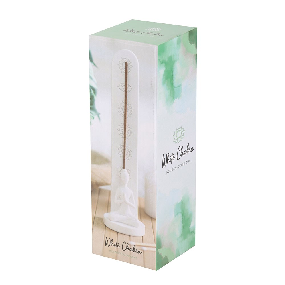 White Chakra &amp; Yoga Pose Incense Stick Holder