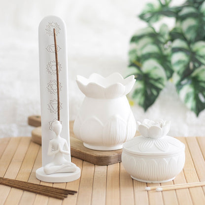 White Chakra &amp; Yoga Pose Incense Stick Holder