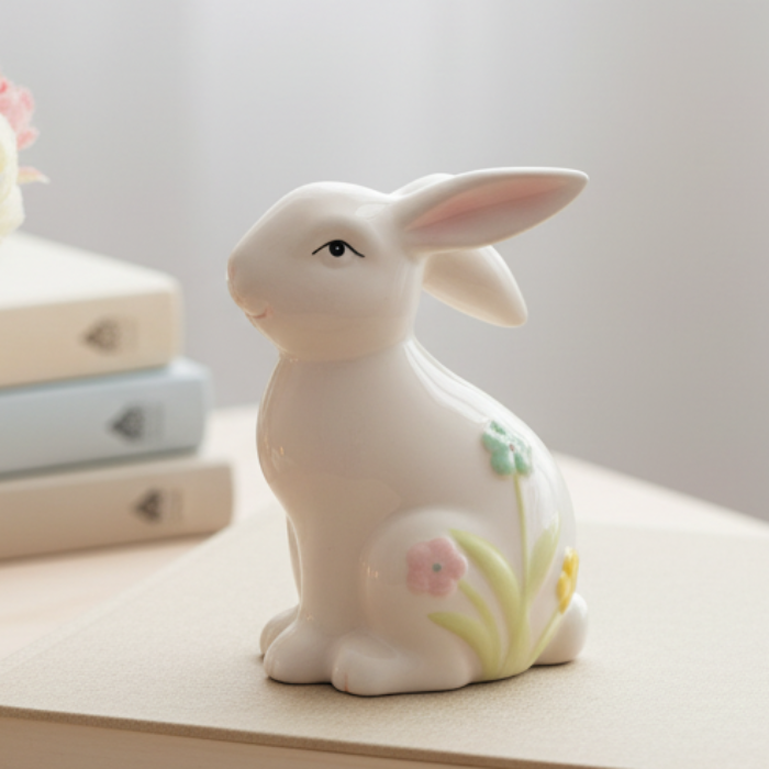 Floral Bunny Figurine Small