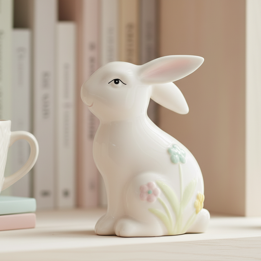 Floral Bunny Figurine Small