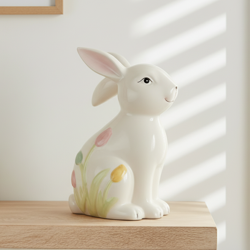 Floral Bunny Figurine Medium