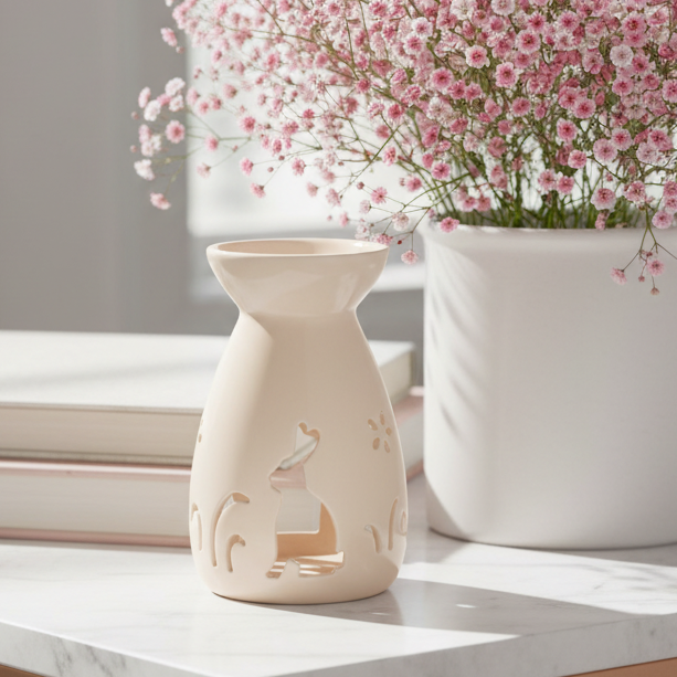 Creamy White Bunny Silhouette Oil Burner