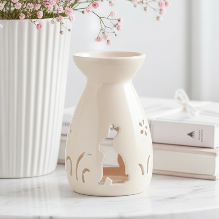 Creamy White Bunny Silhouette Oil Burner