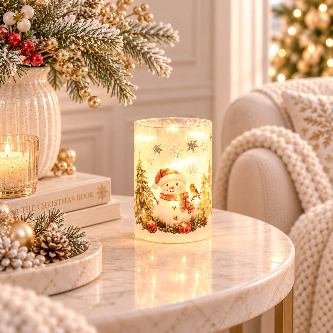 Frosty Christmas LED Snowman Glass Tube