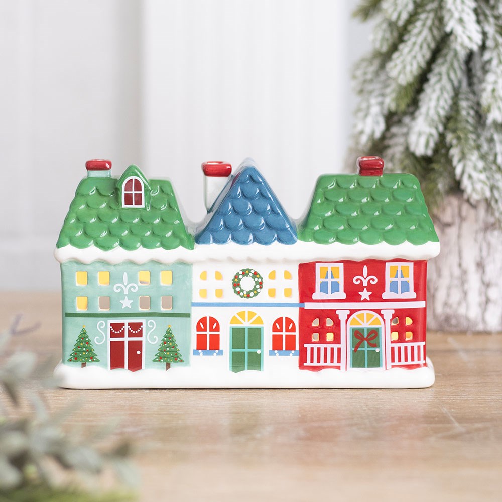 Christmas Street Tealight &amp; Incense Cone Holder